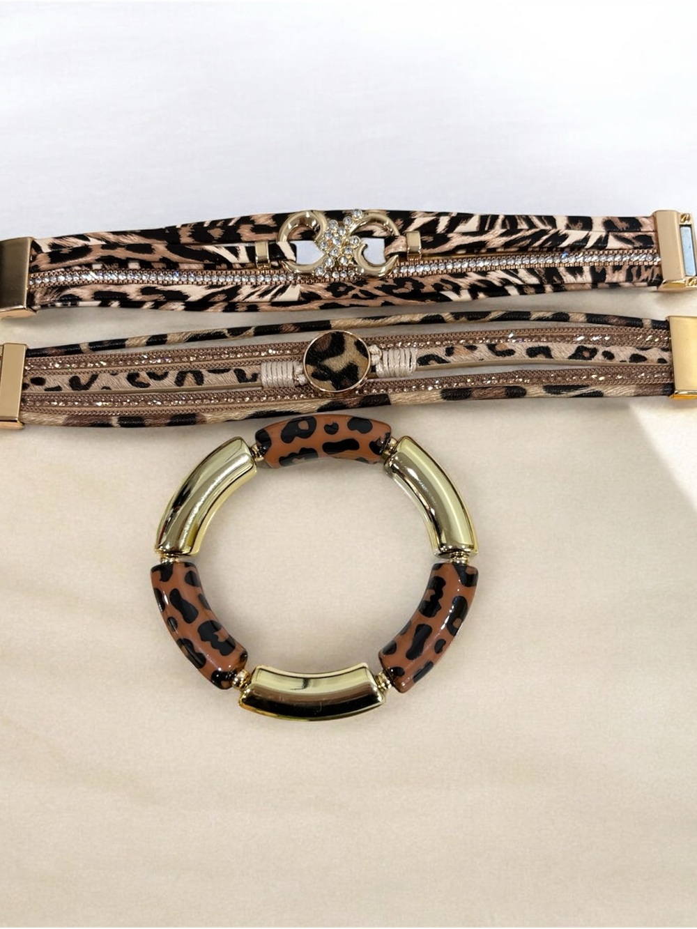 Bracelets 3 leopard and gold